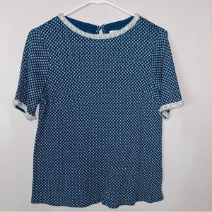 Elle Blue Boxy Blouse with Peter Pan Collar